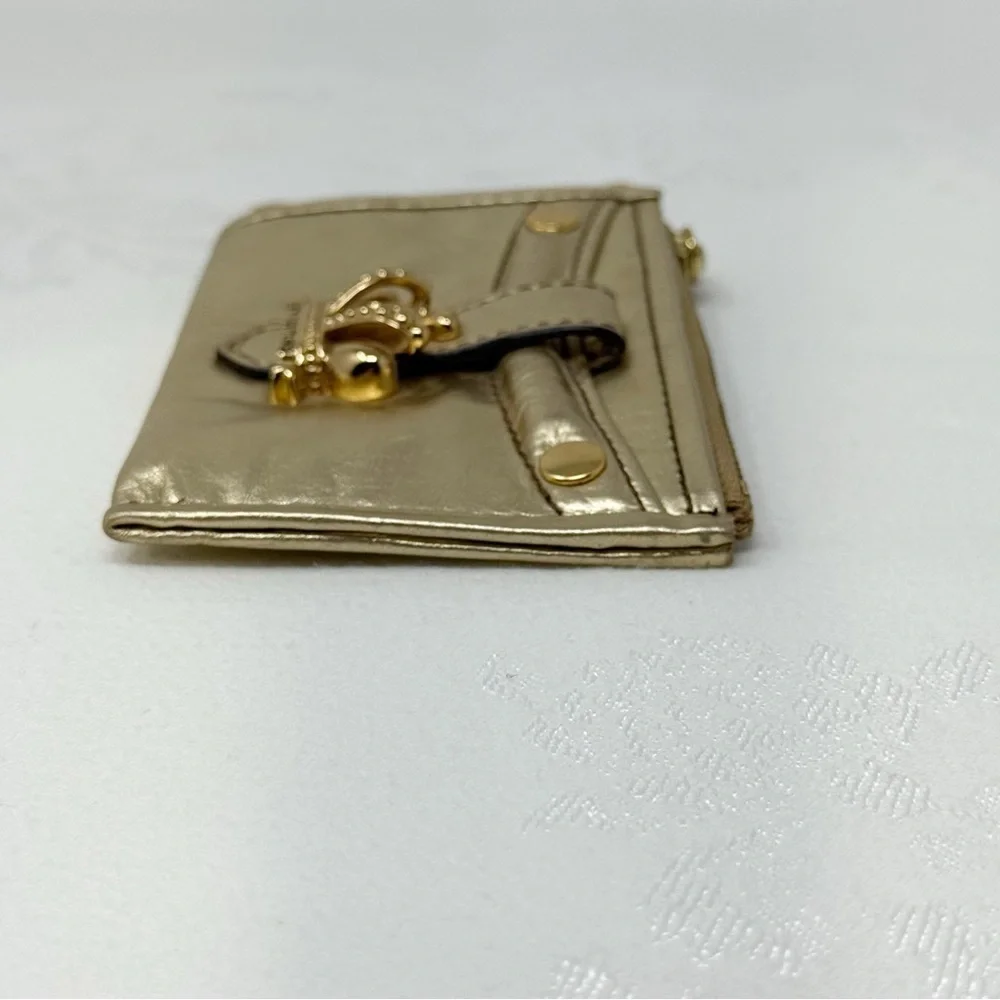Juicy Couture Gold Metallic Crown Keychain Wallet Card Holder